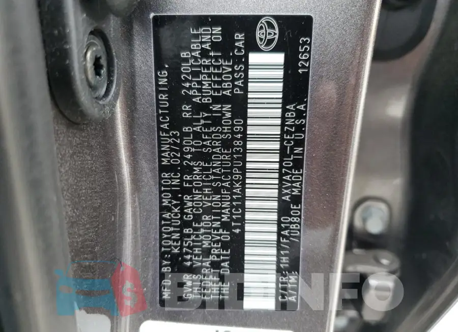 4T1C11AK9PU138490 Photo# 12