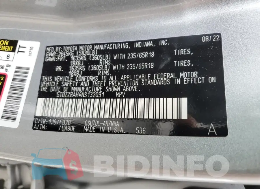 5TDZZRAH4NS132091 Photo# 13