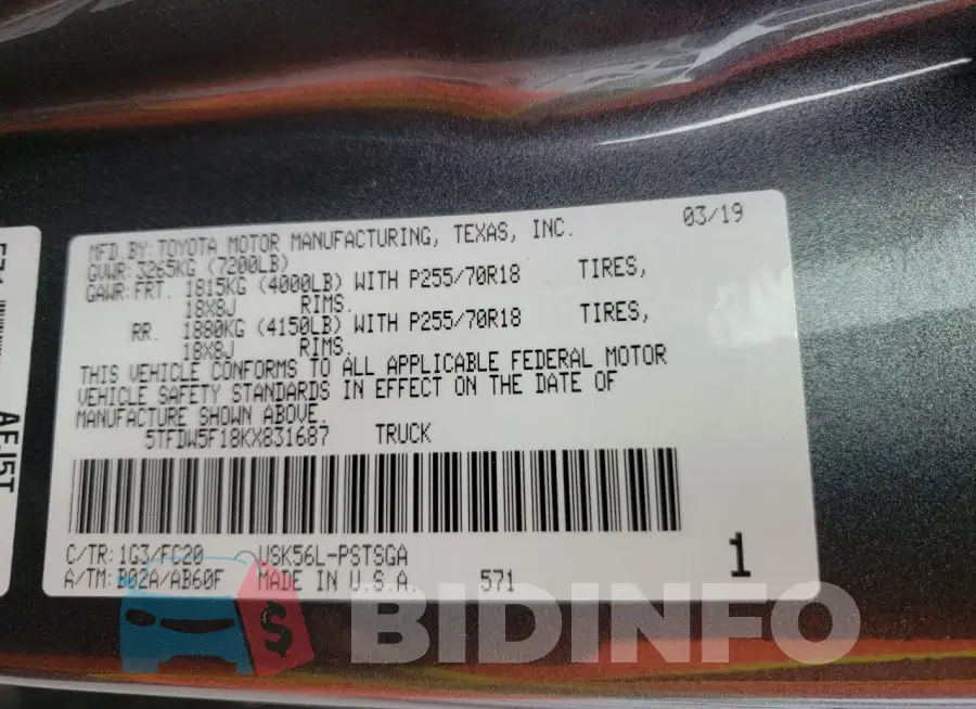 5TFDW5F18KX831687 Photo# 12