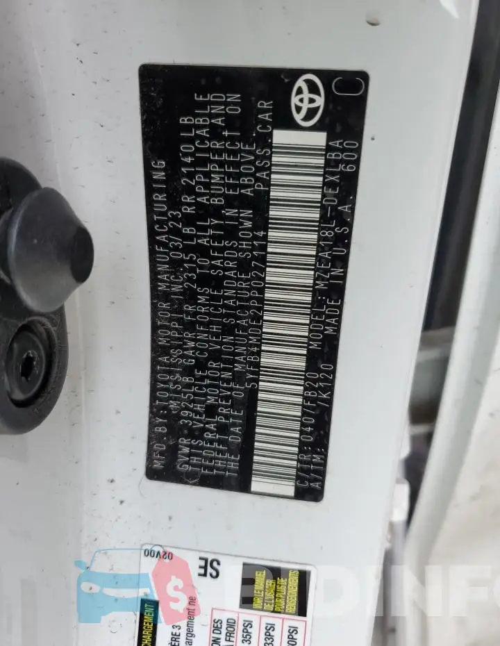5YFB4MDE2PP027114 Photo# 12