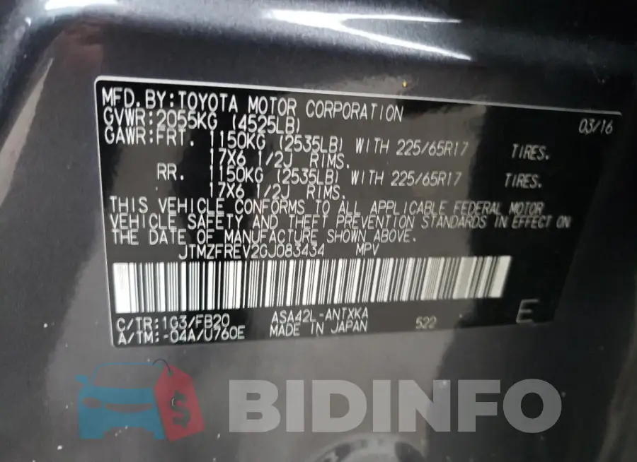 JTMZFREV2GJ083434 Photo# 13