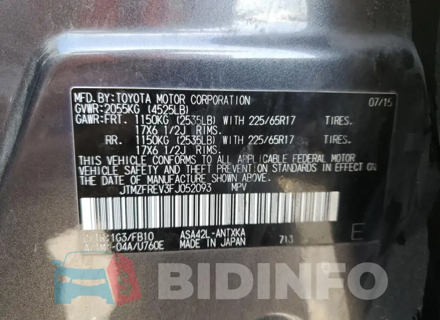 JTMZFREV3FJ052093 Photo# 13