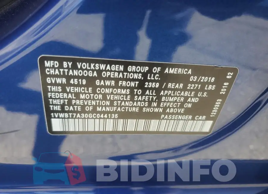 1VWBT7A30GC044135 Photo# 12
