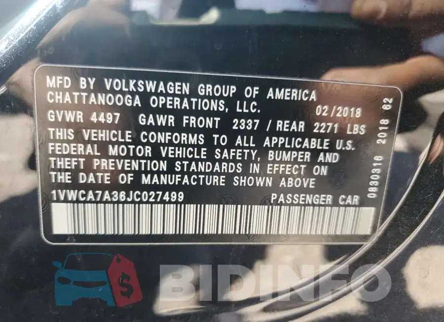 1VWCA7A36JC027499 Photo# 12