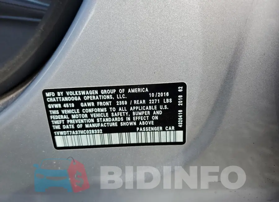 1VWDT7A37HC028332 Photo# 12