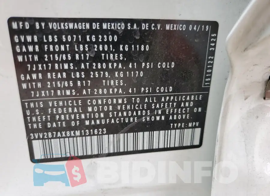 3VV2B7AX8KM131623 Photo# 12