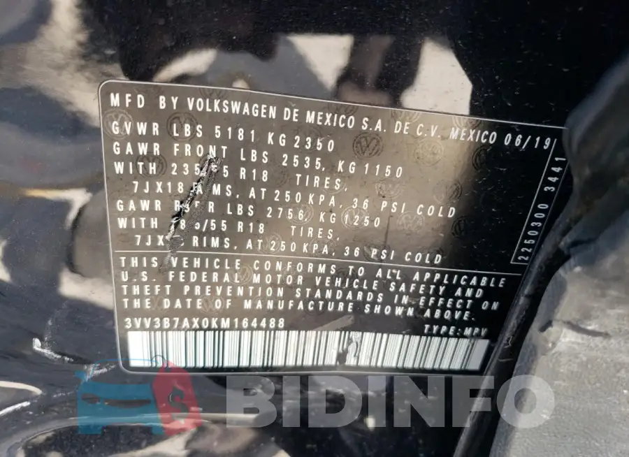 3VV3B7AX0KM164488 Photo# 12