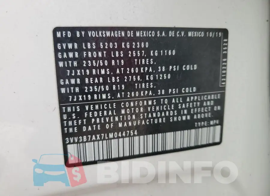 3VV3B7AX7LM044754 Photo# 14