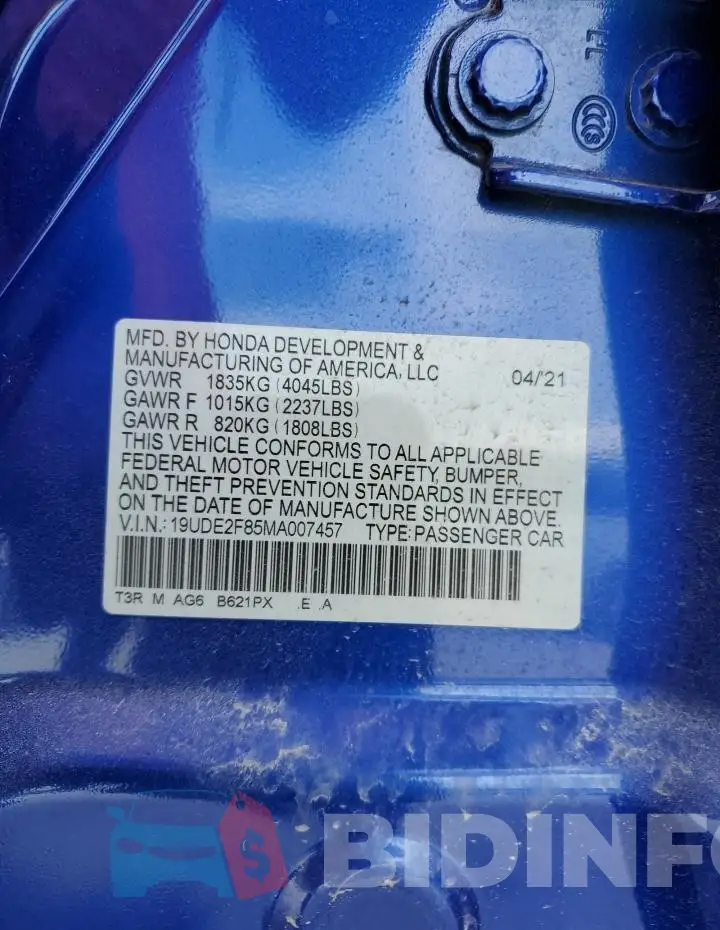 19UDE2F85MA007457 Photo# 12