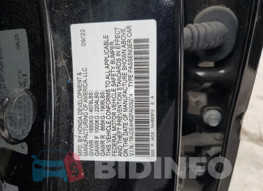 19UDE4H62PA009274 Photo# 13