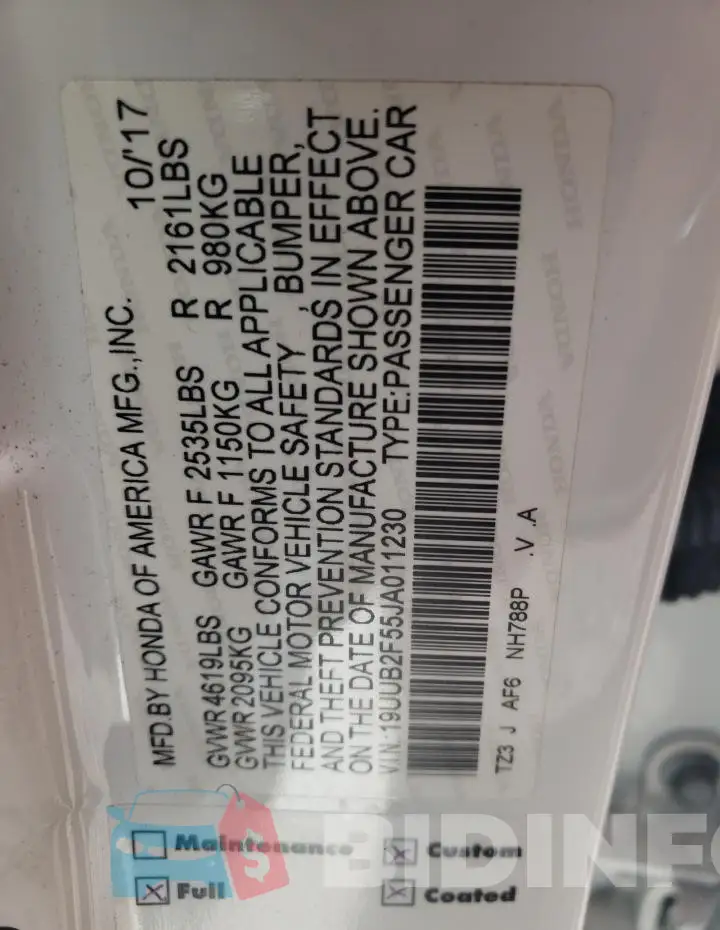 19UUB2F55JA011230 Photo# 12