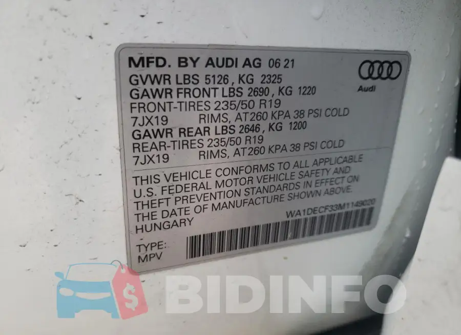 WA1DECF33M1149020 Photo# 14