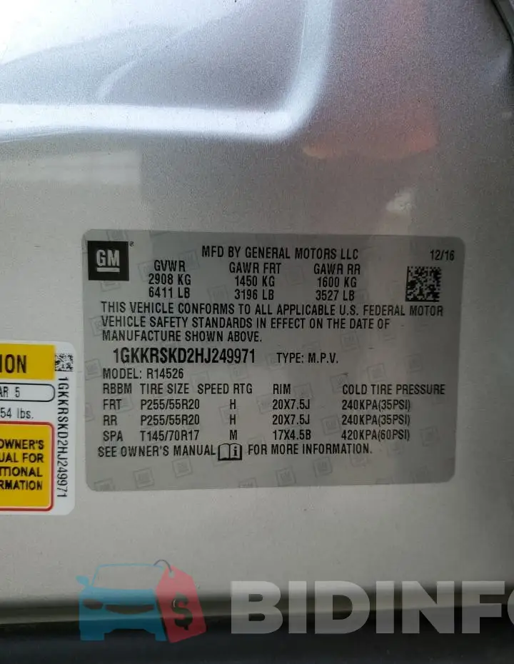1GKKRSKD2HJ249971 Photo# 13