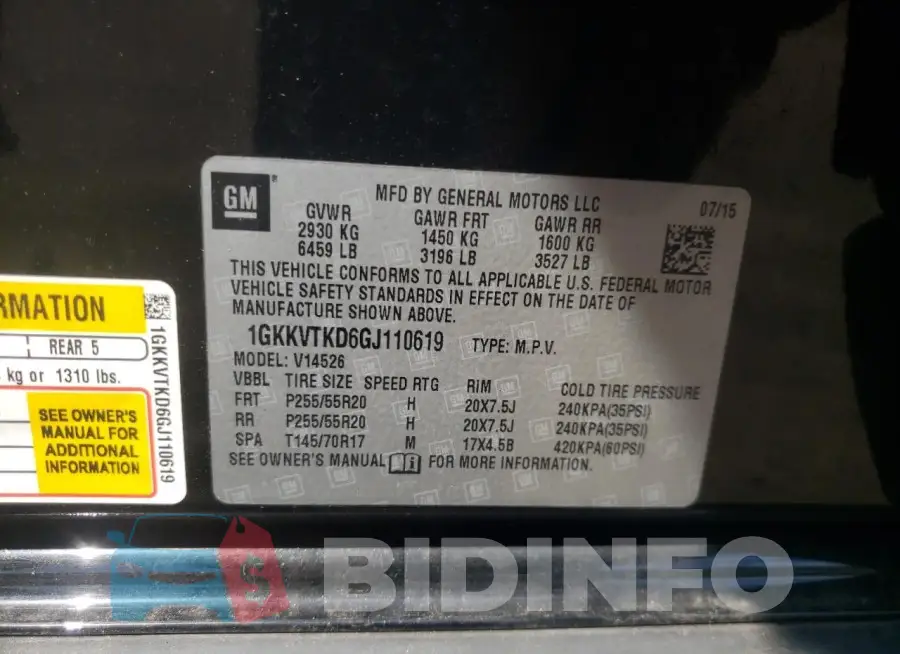 1GKKVTKD6GJ110619 Photo# 12