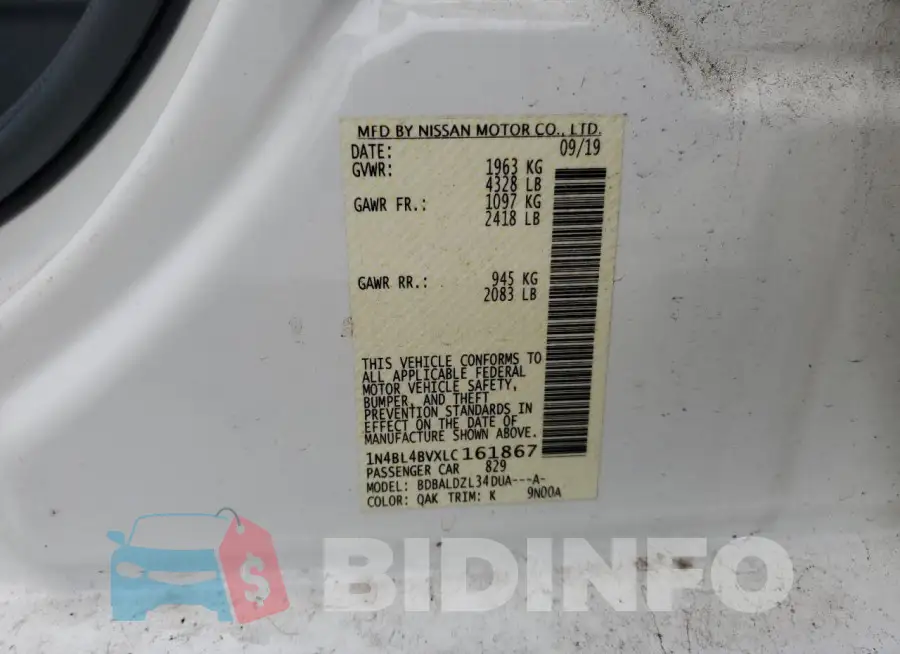 1N4BL4BVXLC161867 Photo# 12