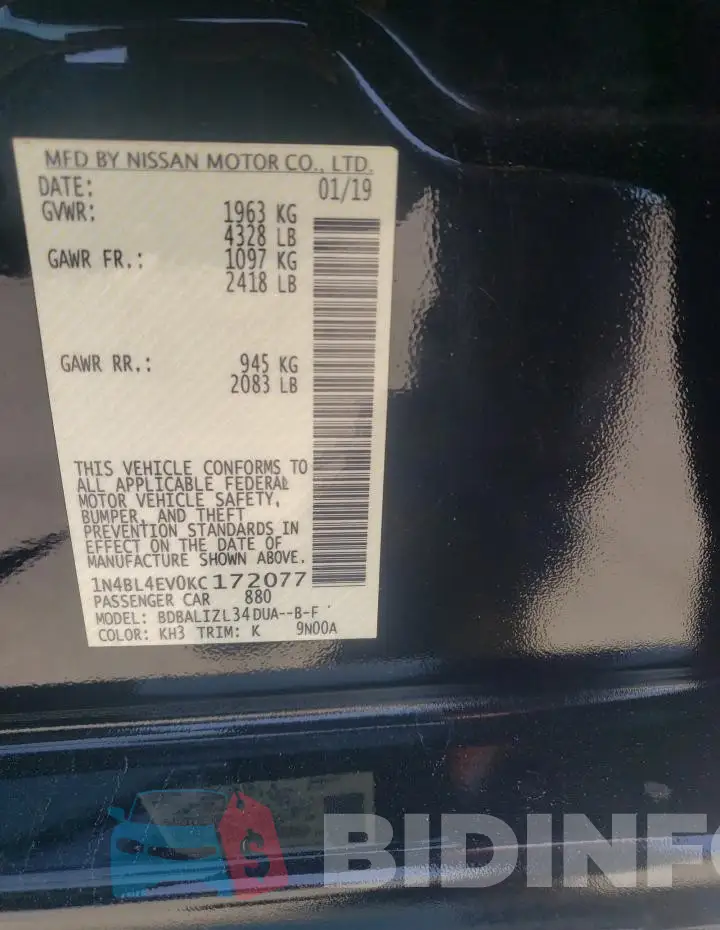 1N4BL4EV0KC172077 Photo# 12