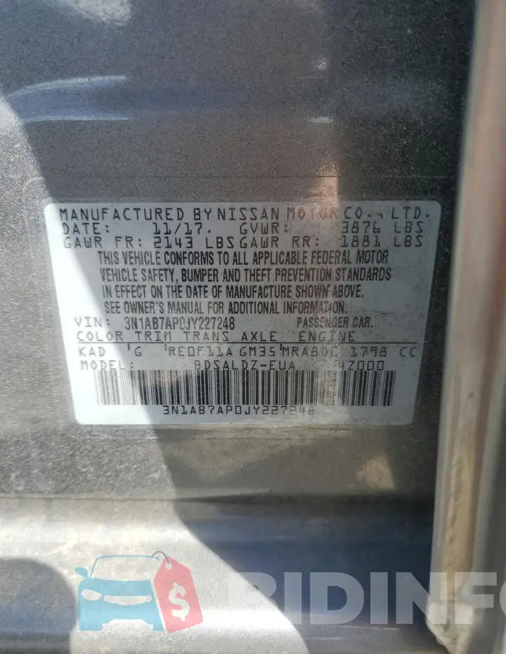 3N1AB7AP0JY227248 Photo# 12