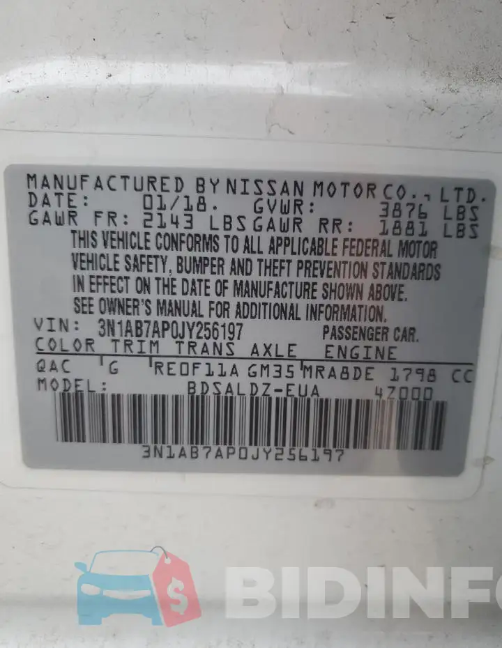 3N1AB7AP0JY256197 Photo# 12