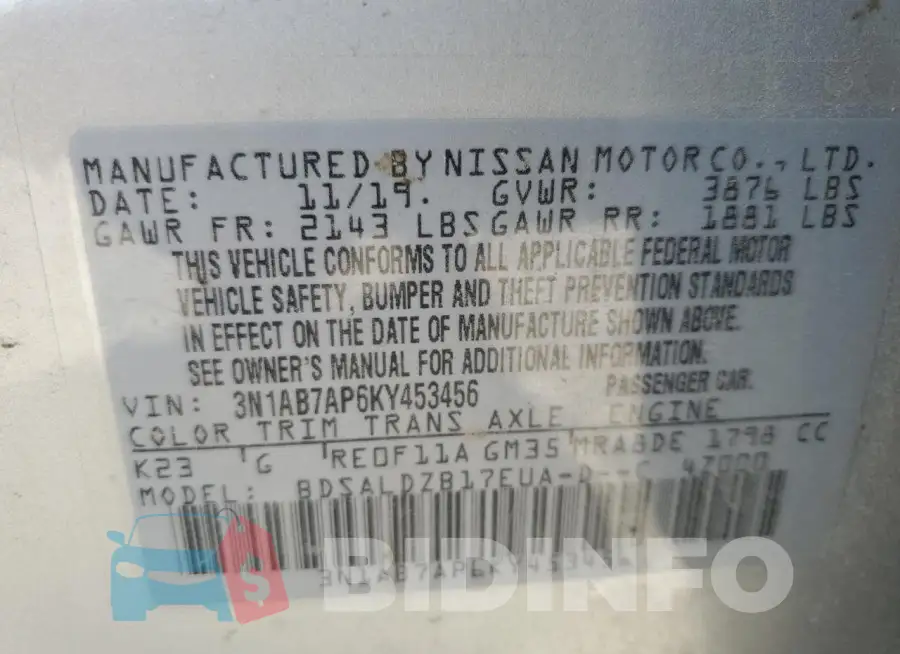 3N1AB7AP6KY453456 Photo# 12