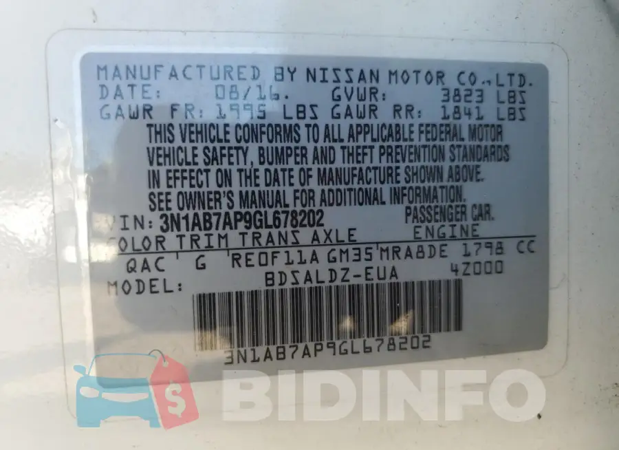 3N1AB7AP9GL678202 Photo# 13