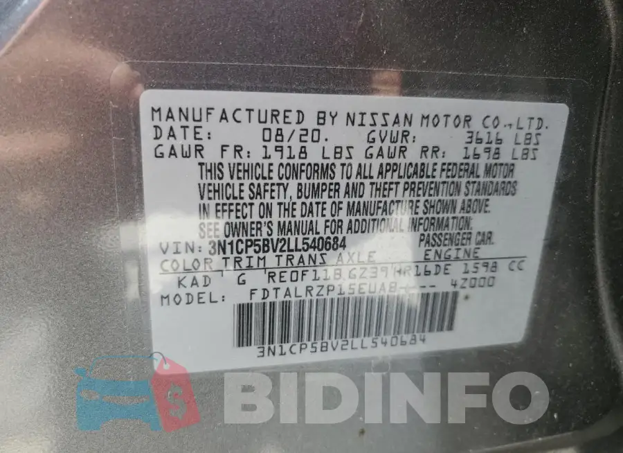 3N1CP5BV2LL540684 Photo# 13
