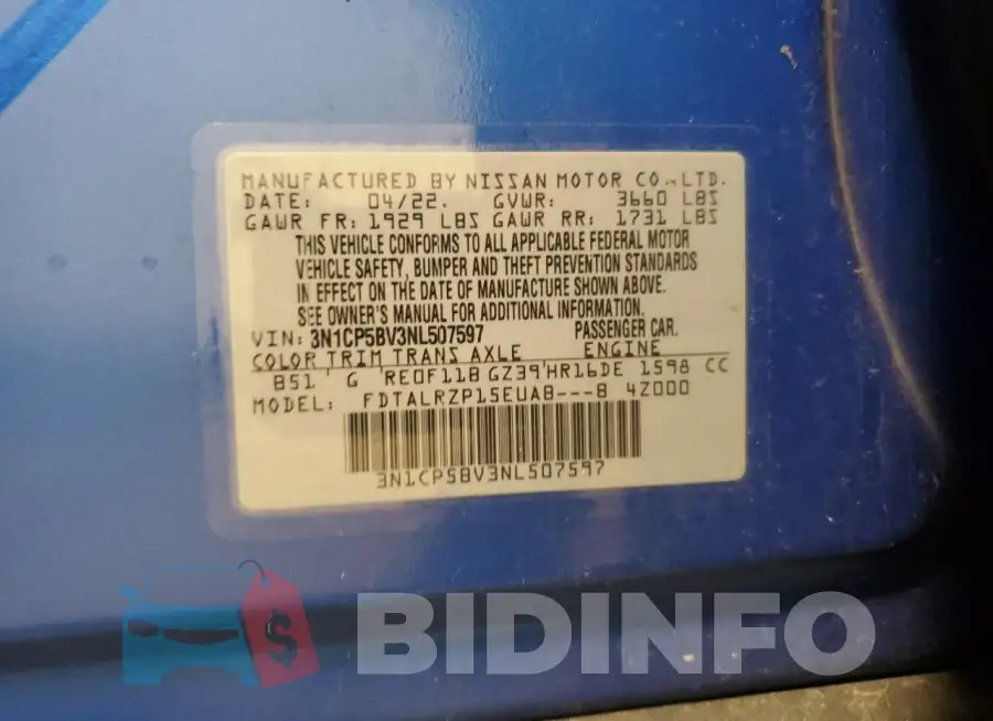 3N1CP5BV3NL507597 Photo# 13