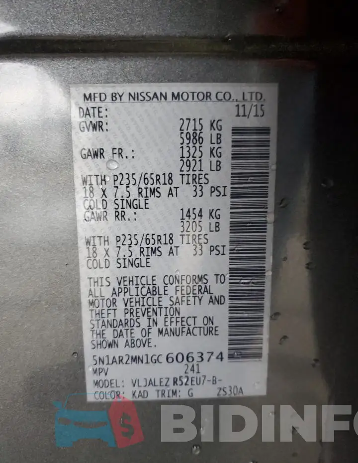 5N1AR2MN1GC606374 Photo# 12