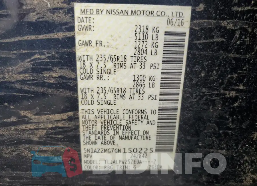 5N1AZ2MG7GN150225 Photo# 13