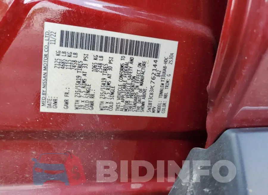 5N1BT3CB3PC762144 Photo# 12