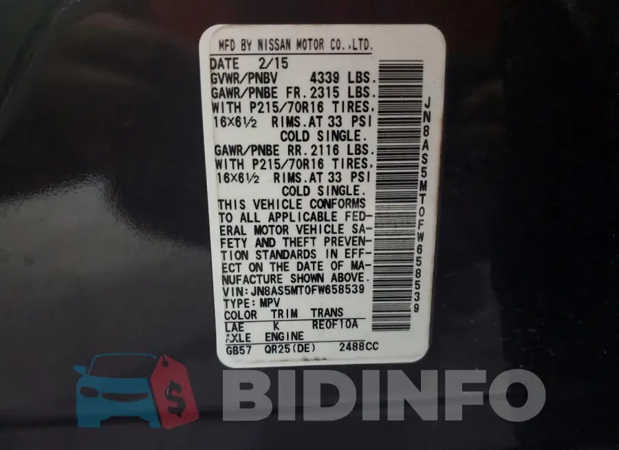 JN8AS5MT0FW658539 Photo# 13