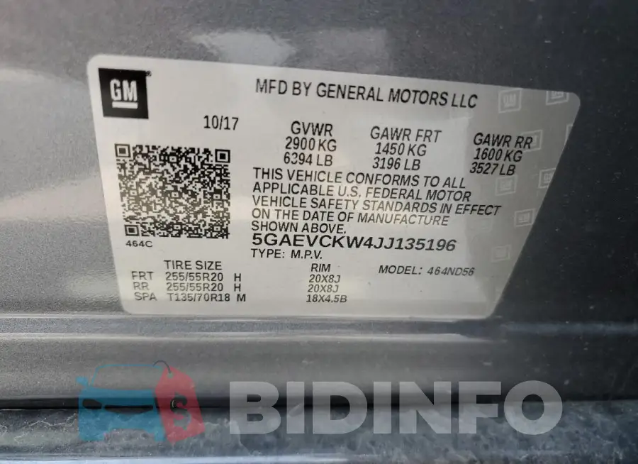 5GAEVCKW4JJ135196 Photo# 14