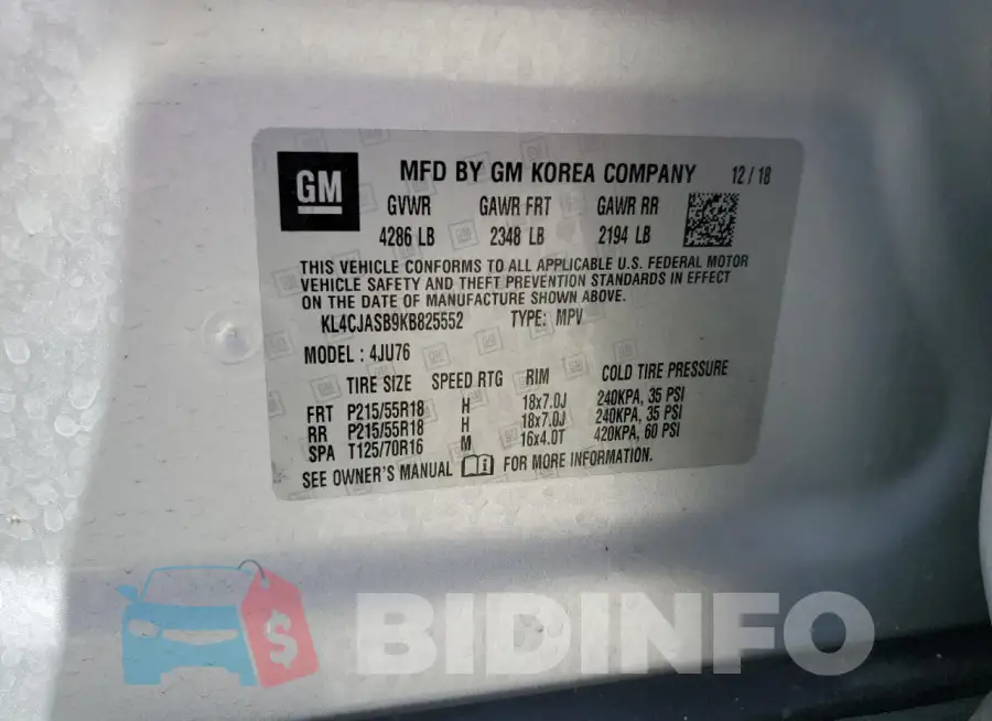 KL4CJASB9KB825552 Photo# 13