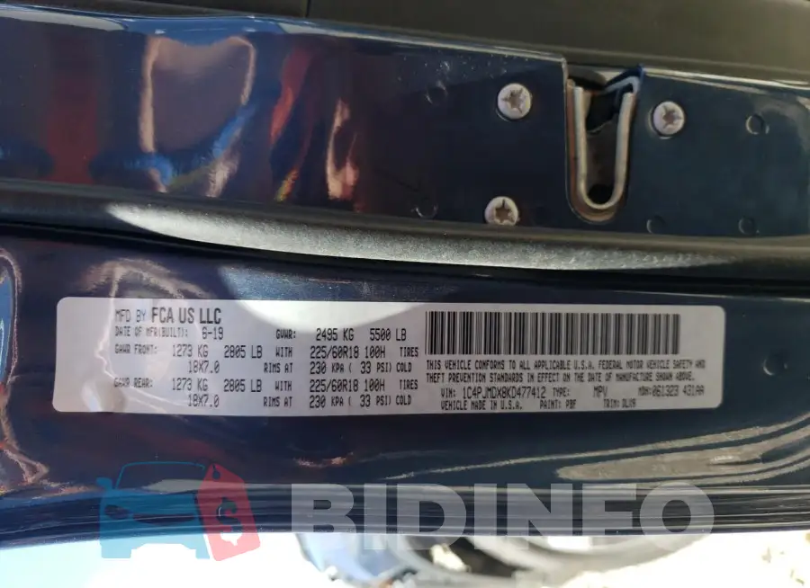 1C4PJMDX8KD477412 Photo# 13