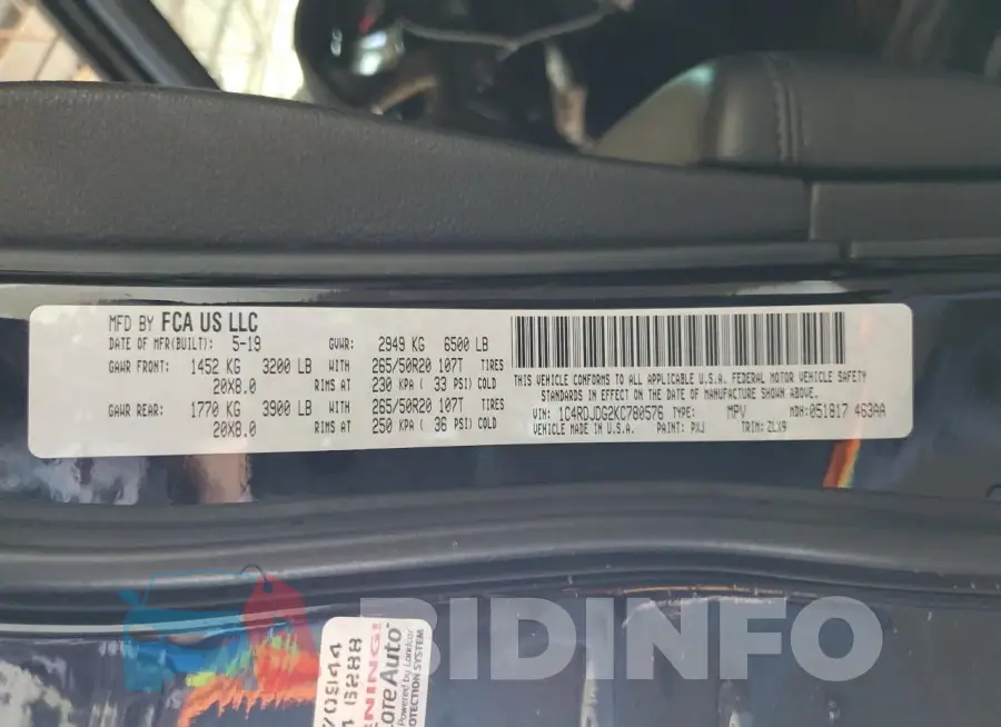 1C4RDJDG2KC780576 Photo# 13