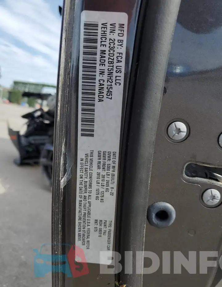 2C3CDZBT5NH215457 Photo# 12