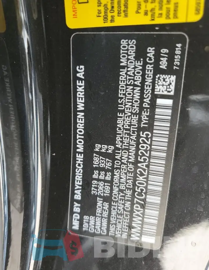 WMWXP7C50K2A52925 Photo# 12