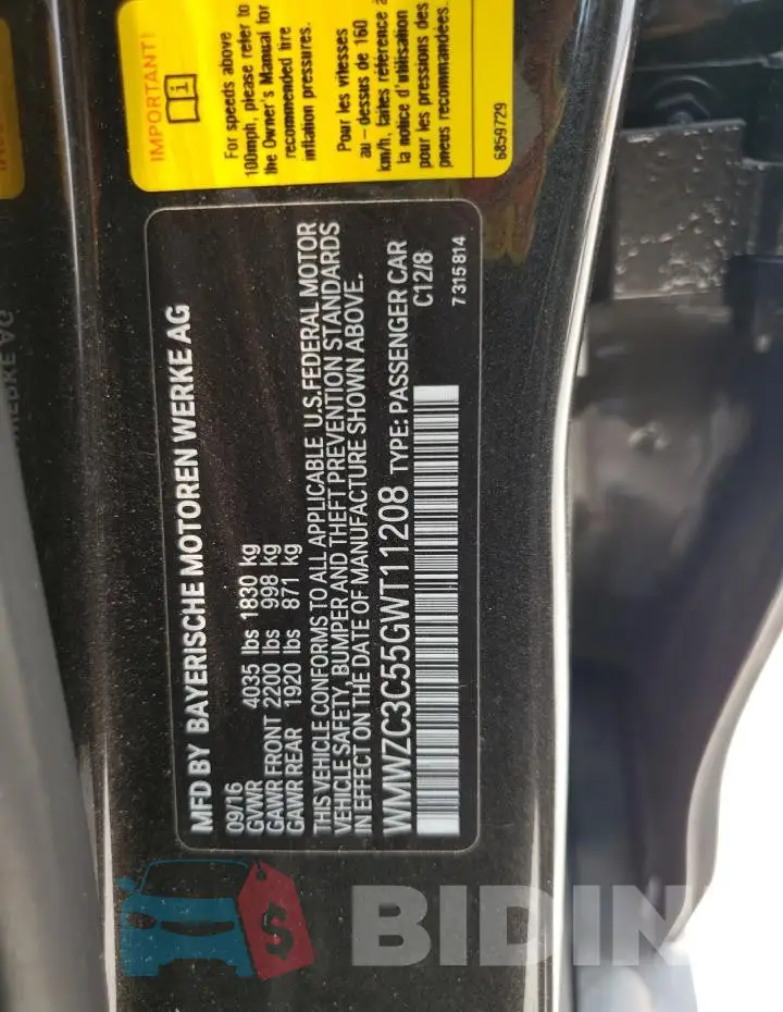 WMWZC3C55GWT11208 Photo# 12
