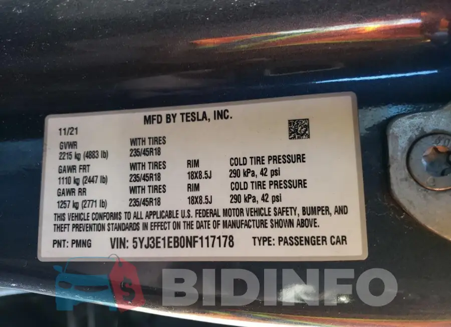 5YJ3E1EB0NF117178 Photo# 13