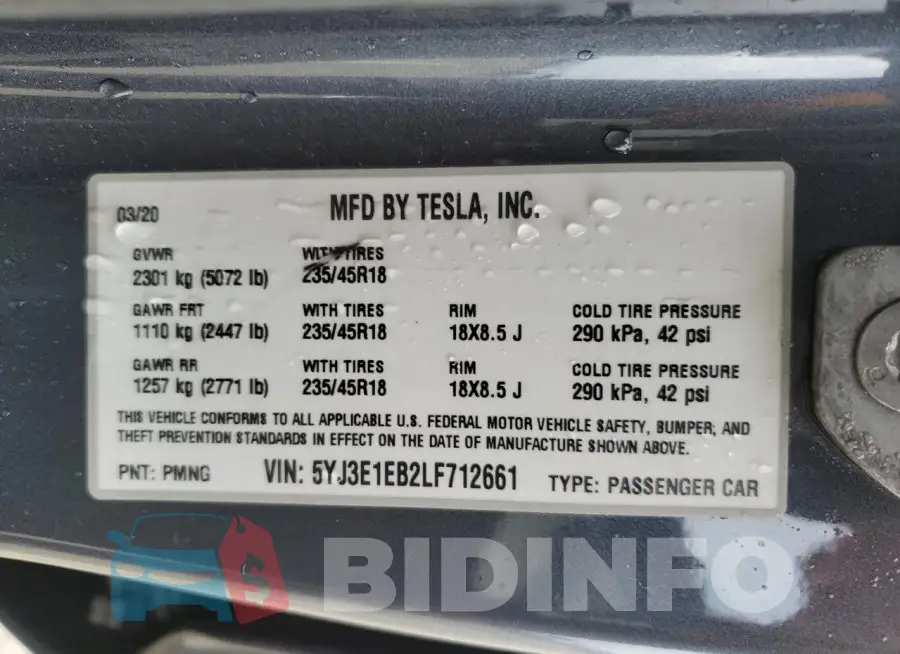 5YJ3E1EB2LF712661 Photo# 12
