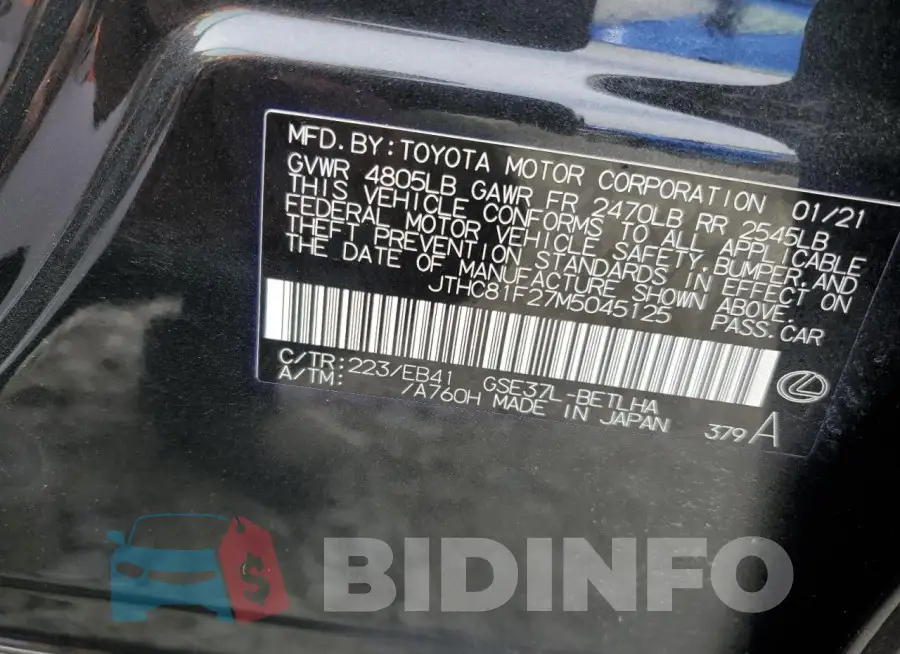 JTHC81F27M5045125 Photo# 12