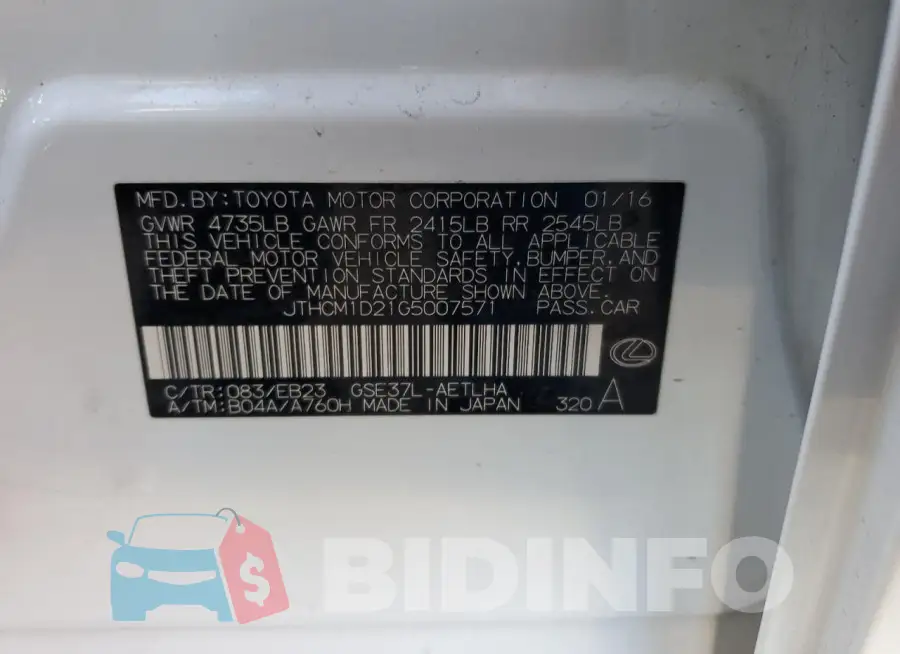 JTHCM1D21G5007571 Photo# 12