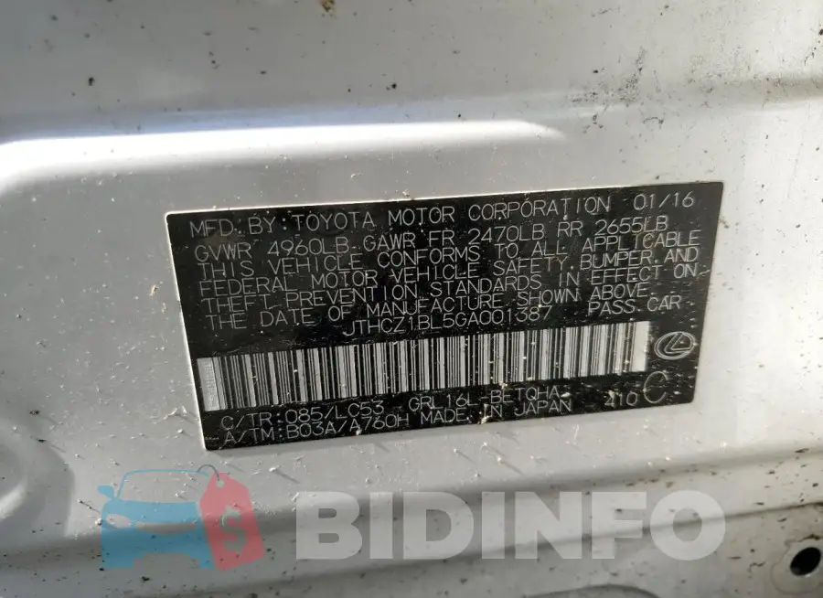 JTHCZ1BL5GA001387 Photo# 12