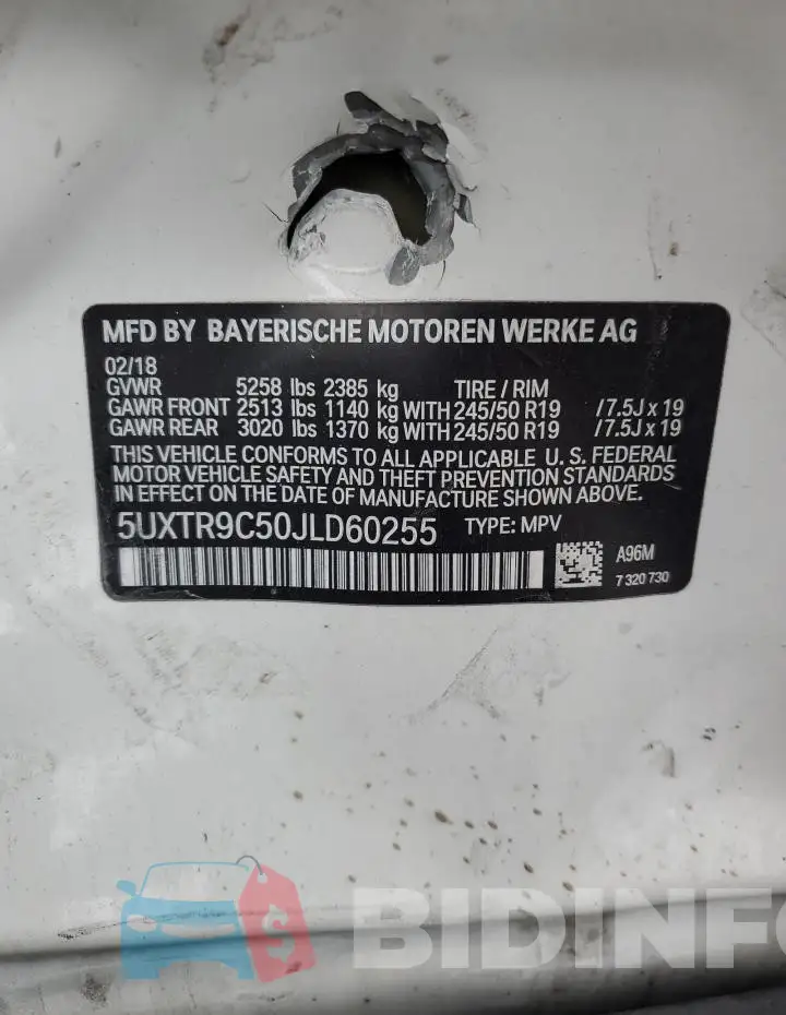 5UXTR9C50JLD60255 Photo# 13