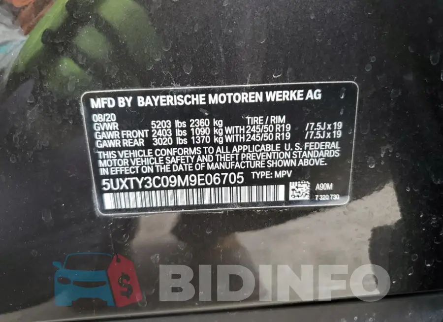5UXTY3C09M9E06705 Photo# 13