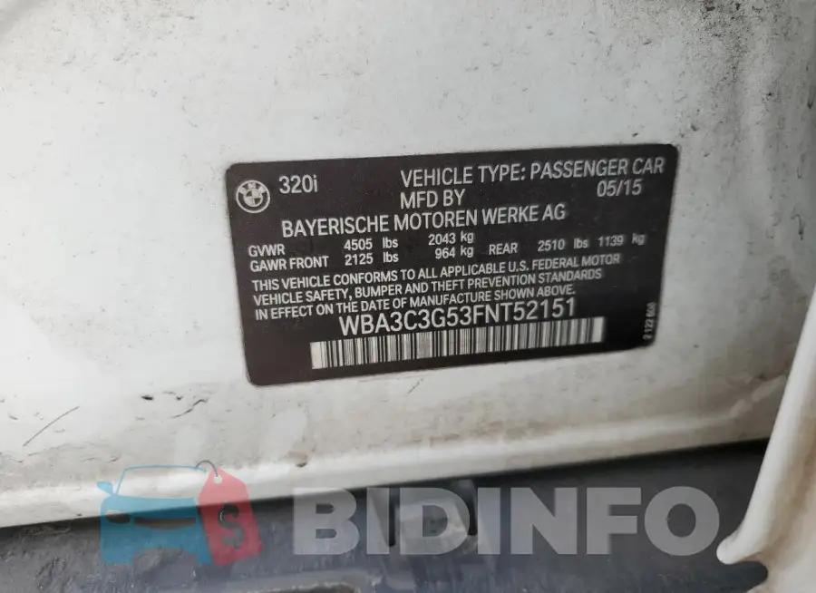 WBA3C3G53FNT52151 Photo# 12