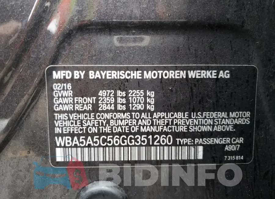 WBA5A5C56GG351260 Photo# 13