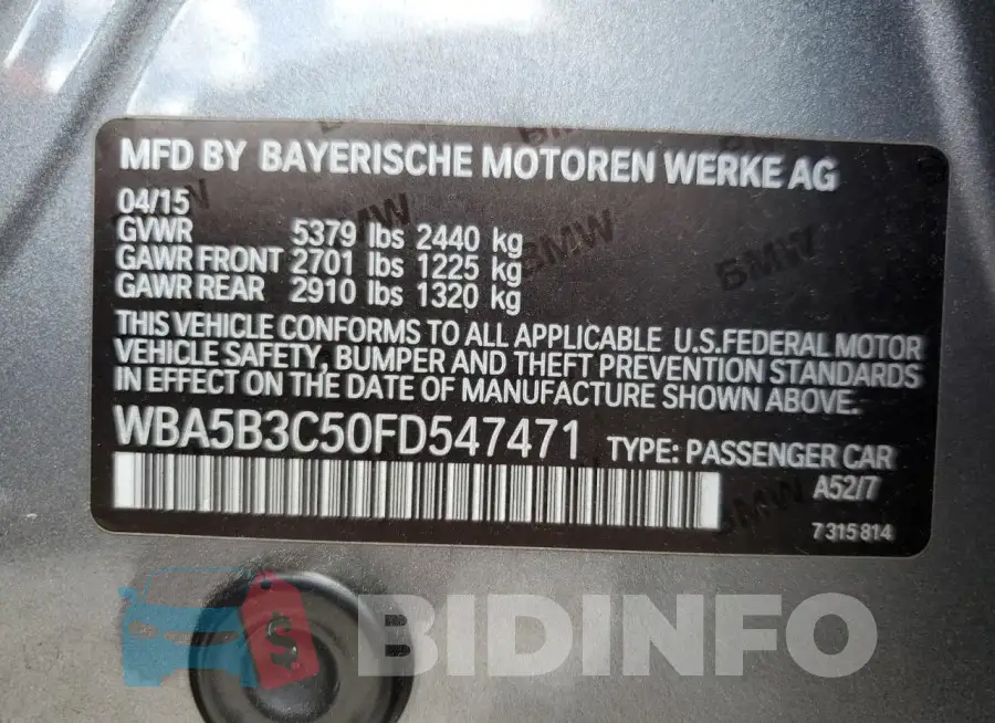 WBA5B3C50FD547471 Photo# 13