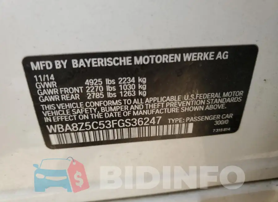 WBA8Z5C53FGS36247 Photo# 12