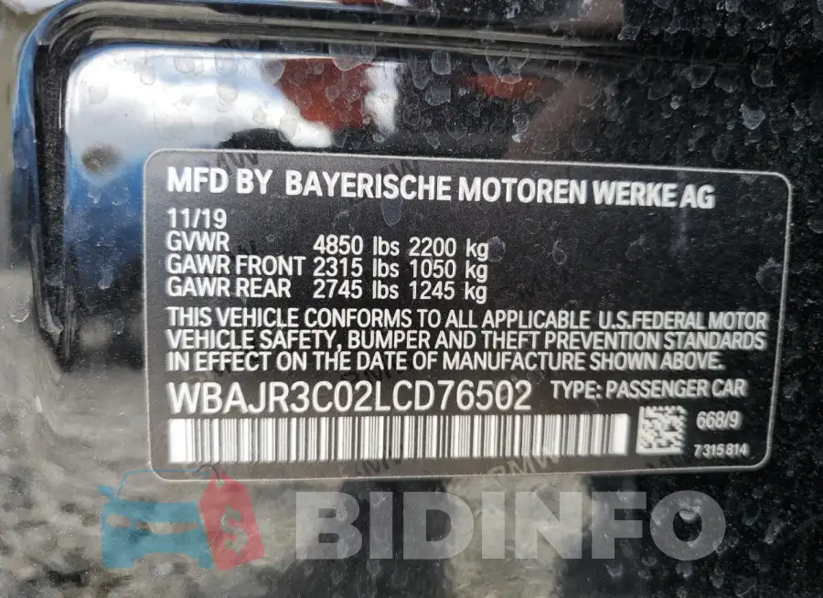 WBAJR3C02LCD76502 Photo# 12