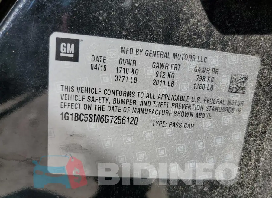 1G1BC5SM6G7256120 Photo# 12